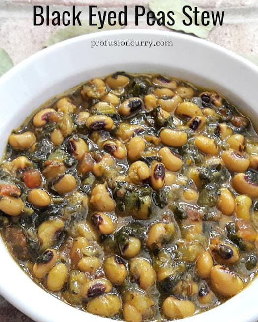 Black Eyed Peas Spinach Stew - Instant Pot - Profusion Curry