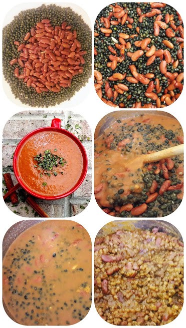 6 step process shot collage showing steps involved in making Instant Pot Dal Makhani