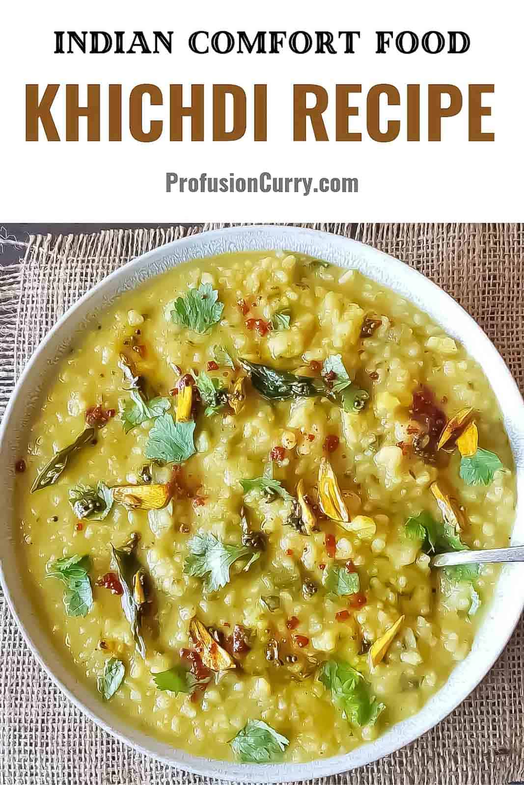 Pinterest image with text overlay for Indian Khichdi recipe.