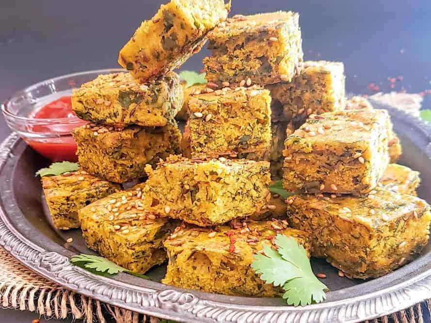 stack of cilantro fritters.