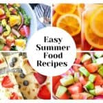 Collage of various summer dinner recipe photos with text .