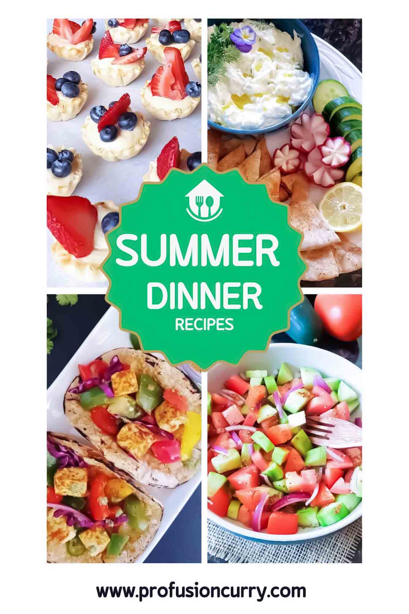 Pinterest image with text overlay for Summer Dinner Recipe collection.