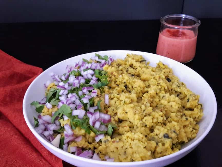 Moong Daal Khichadi served with tomato soup and garnishes