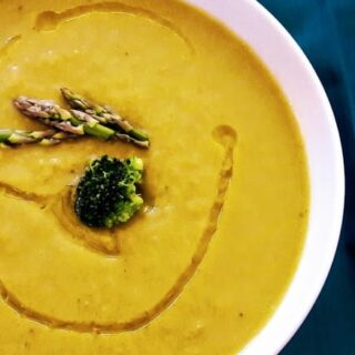 Pinterest image for Broccoli Asparagus Soup