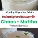 Authentic Chaas recipe made with yogurt, cumin, mint, and herbs.