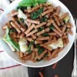 Red Lentil Sedanini Recipe with pesto sauce.