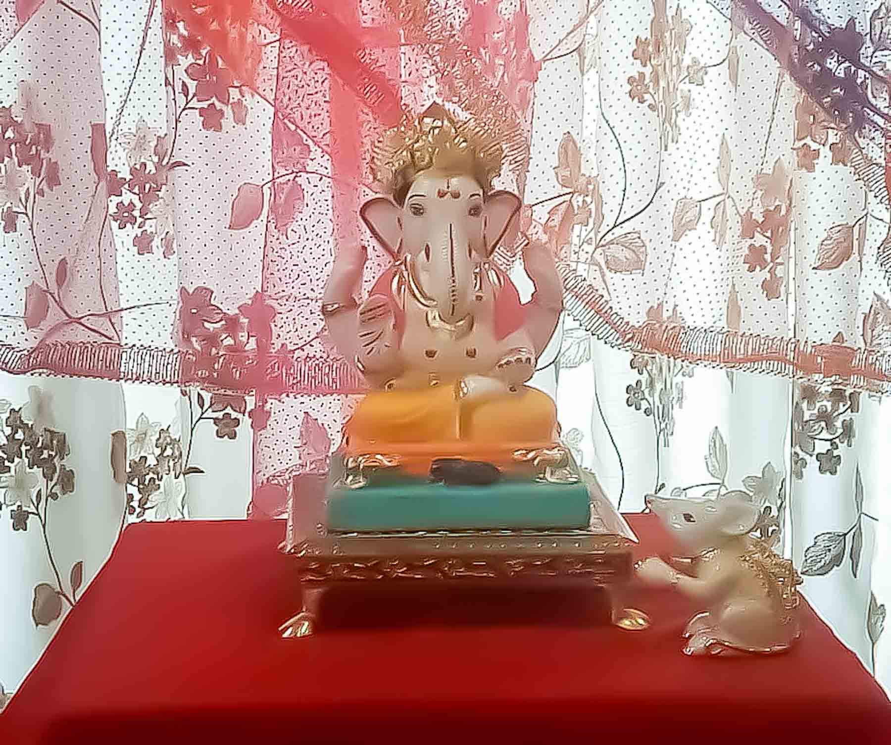 Decorated Ganesh Idol during the Gananpati Festival.