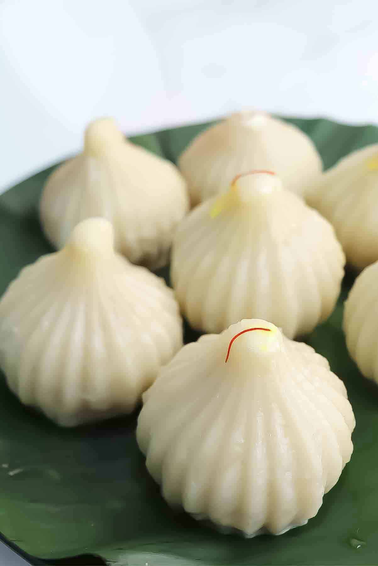 Traditional Maharashtrian steamed modak for Ganesh Chaturthi.