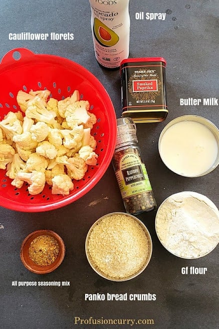 Ingredients needed to make this Bang Bang Cauliflower recipe.