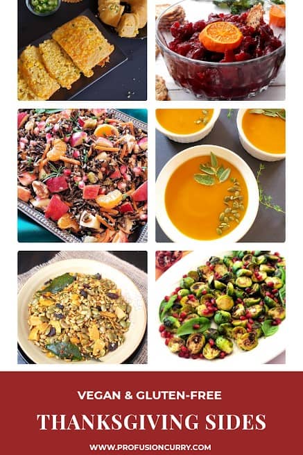 Thanksgiving Side dishes from Profusioncurry arranged in picture collage.