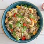 Masala oats which is savory Indian oatmeal served with garnishes for hearty breakfast.