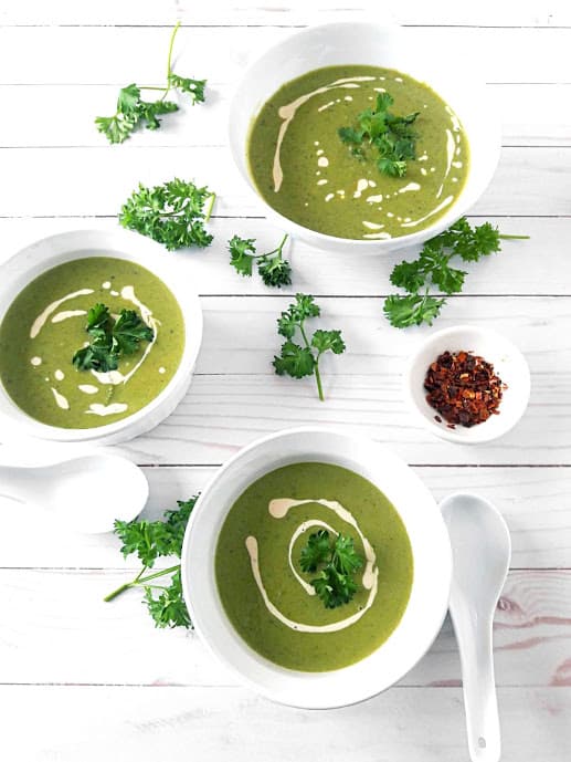 Green Peas and Mint Soup in a Serving bowls