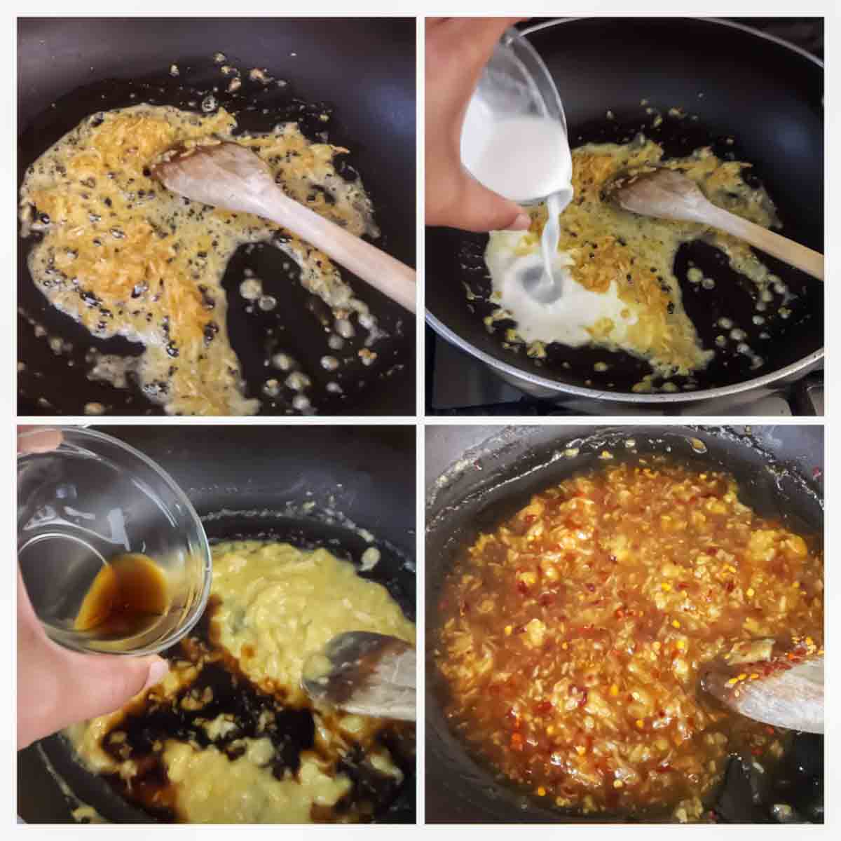 Step by step image collage of Vegetarian Chinese eggplant  Curry recipe with garlic, chili, and savory sauce.