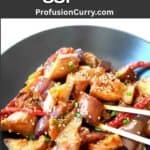 Pinterest image with text overlay for Vegetarian Chinese Eggplant Recipe.