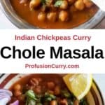 Instant Pot Chole Masala recipe pin with text overlay.