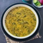 Instant Pot Dal Palak or Spinach Dal made with lentils, fresh spinach, and Indian spices.