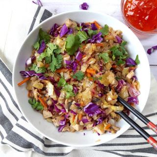 Egg roll in a Bowl with chopsticks