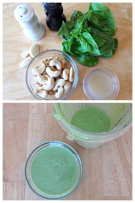 picture collage of lemon basil sauce ingredients