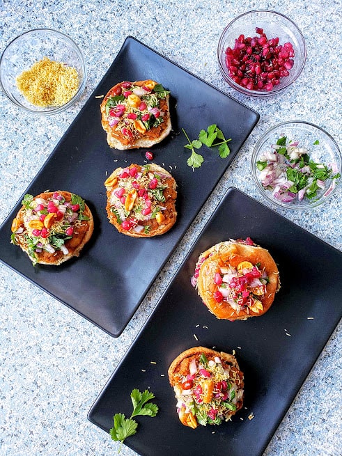 Dabeli - party platter overhead shot.