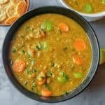 easy Instant Pot Lentil Quinoa Soup with lentils, quinoa, carrots, celery, garlic, and turmeric. A hearty one-pot soup inspired by Trader Joe’s Ancient Grains Soup.