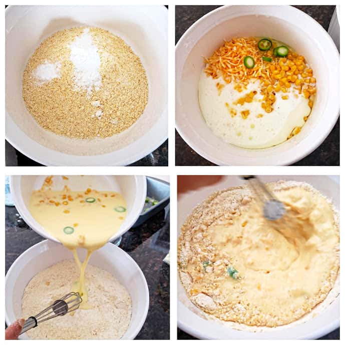 Process shot collage to make classic cornbread.