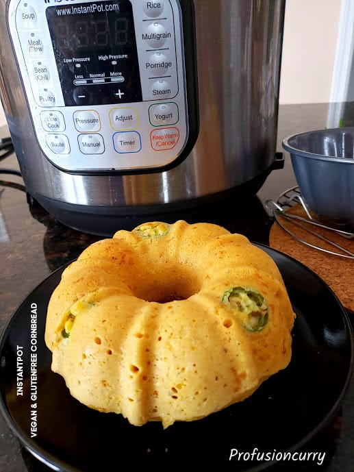 Fresh out of pressure cooker delicious dome of homemade cornbread.