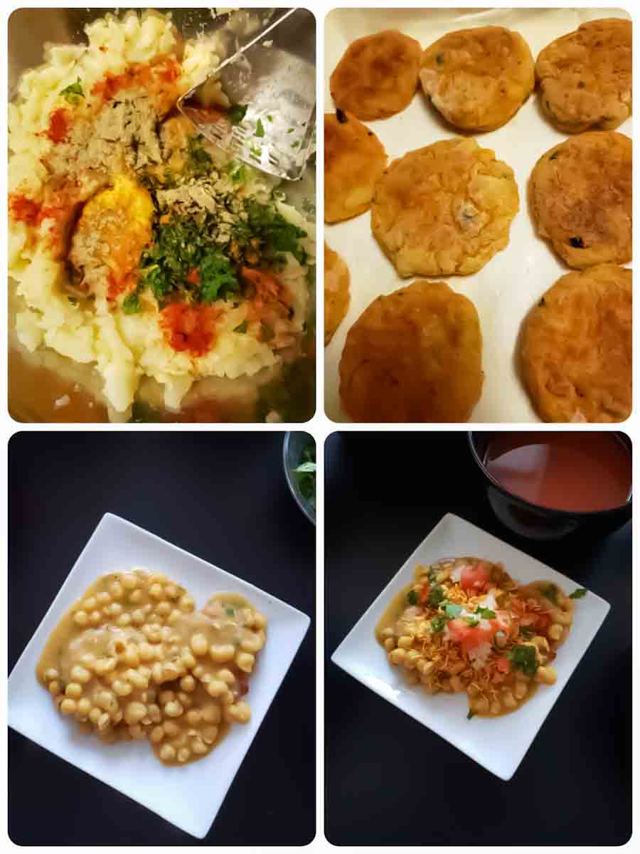 How to make and assemble Indian street food Ragda pattice. 