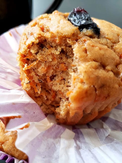 Showing moist and fluffy texture of baked Pumpkin muffins. 