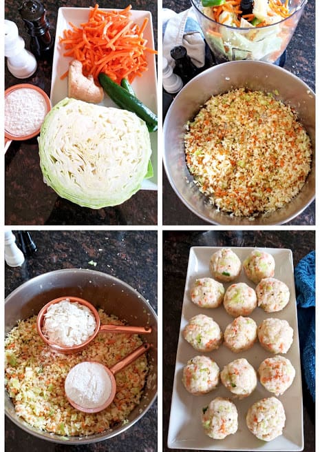 Process steps collage displaying vegetable manchurian recipe. 