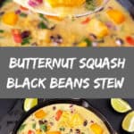 Pinterest image for Instantpot Butternut Squash black bean stew recipe