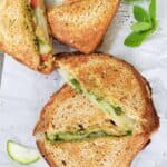 Indian masala toast sandwich with close up view.