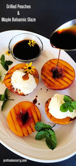 Pinterest image for grilled peaches.