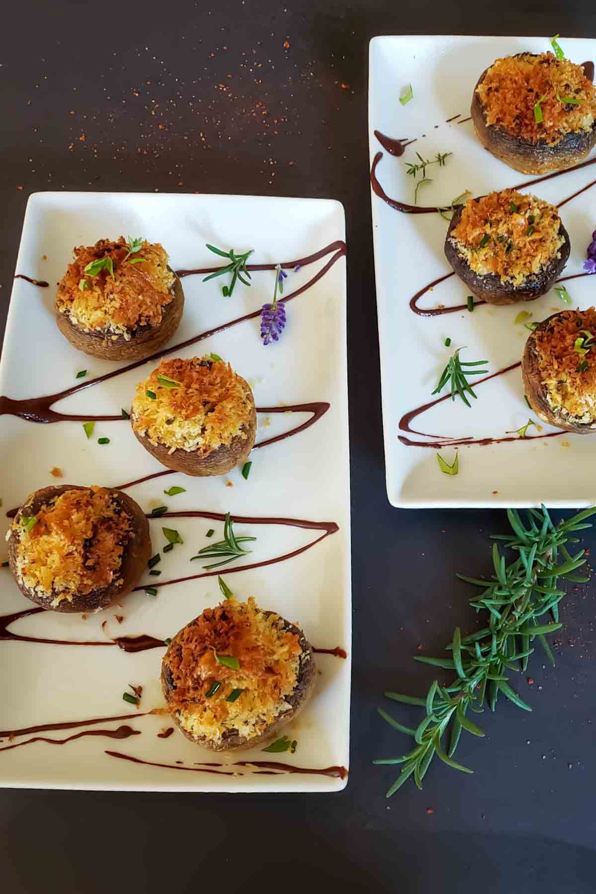 5-ingredient air fryer stuffed mushrooms with garlic and Parmesan.