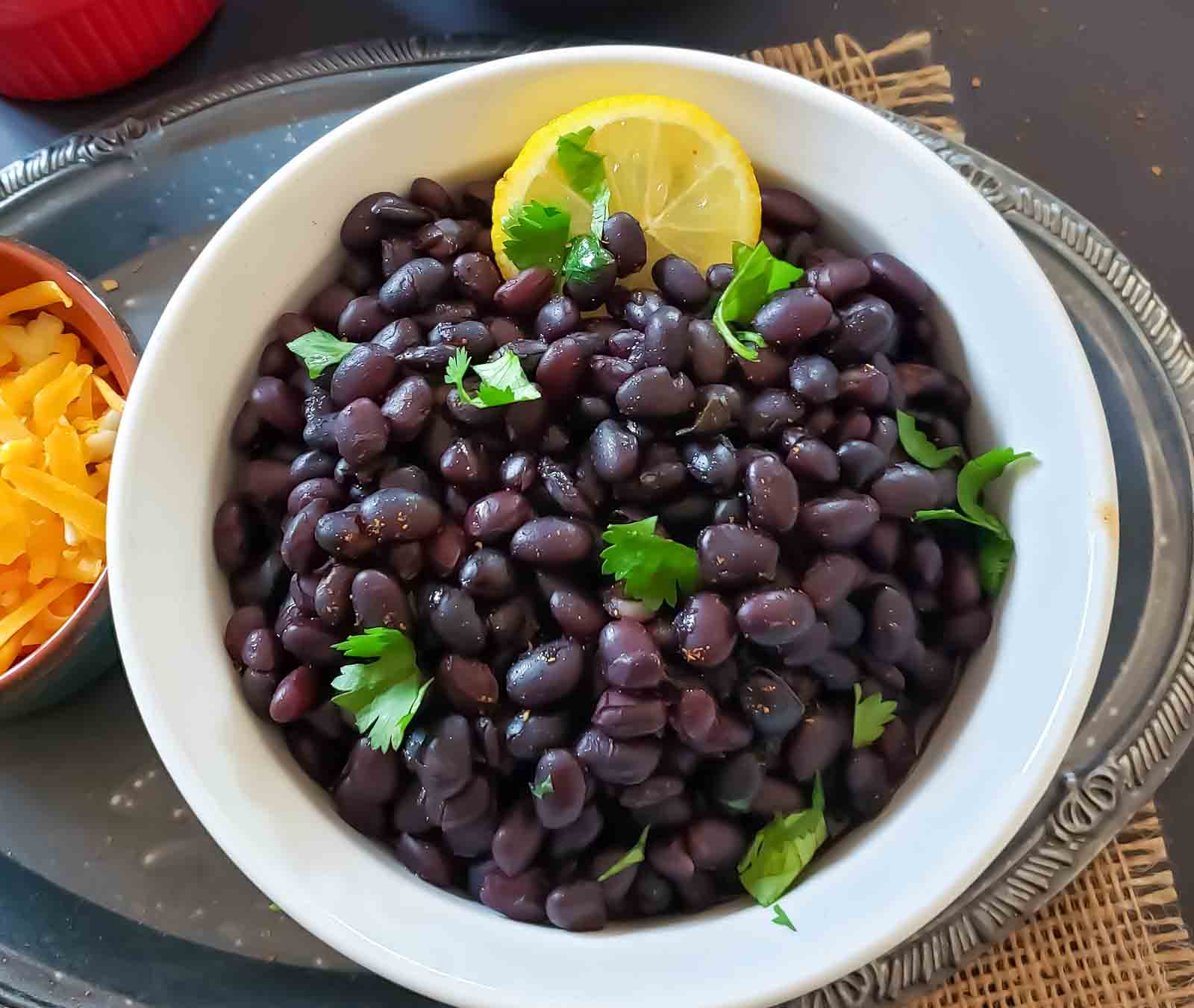 Soft and tender cooked black beans in Instant Pot. 