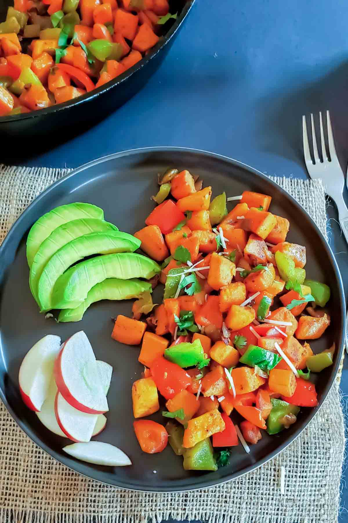 Sweet Potato Stir Fry Recipe served for easy healthy dinner. 