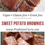 Pinterest image with text overlay for Vegan Sweet Potato Brownies recipe.