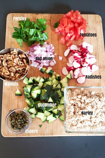 Ingredients used in making this delicious grain salad.