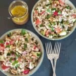 Delicious barley salad recipe served in bowls.