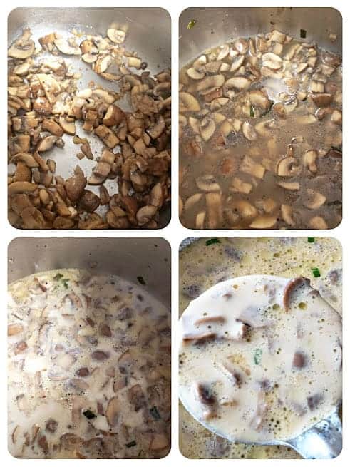 Process step collage showing major steps involved in making this soup recipe.
