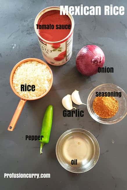 Ingredients used to make this Instant Pot Mexican Rice Recipe.
