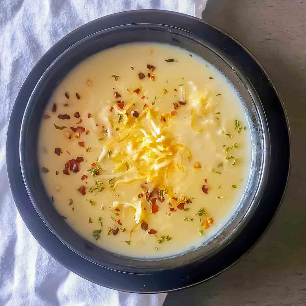 Creamy potato soup recipe with instructions to make it in Instant Pot or Slow cooker.
