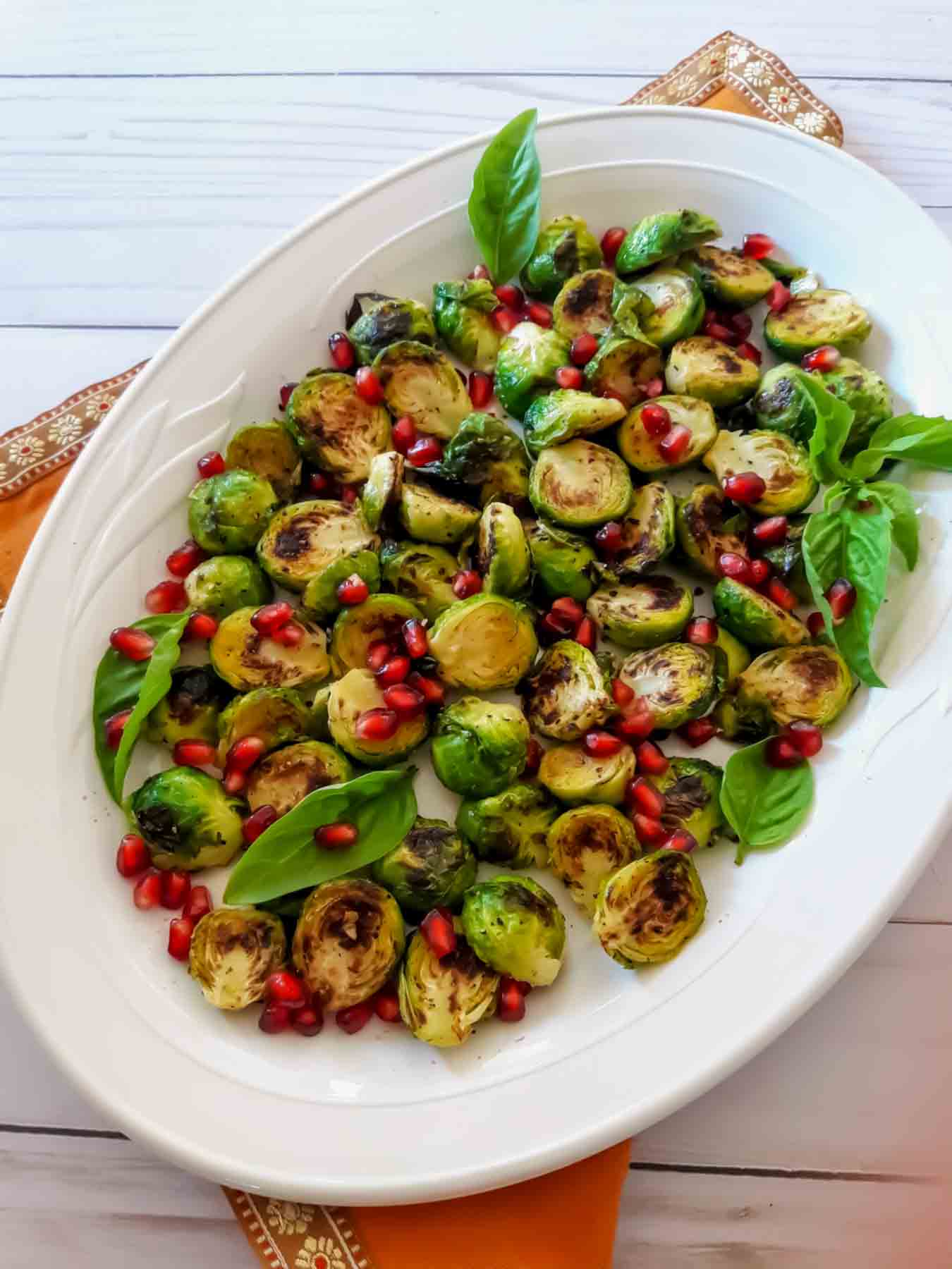 Homemade roasted Brussels sprouts easy vegetable side dish.