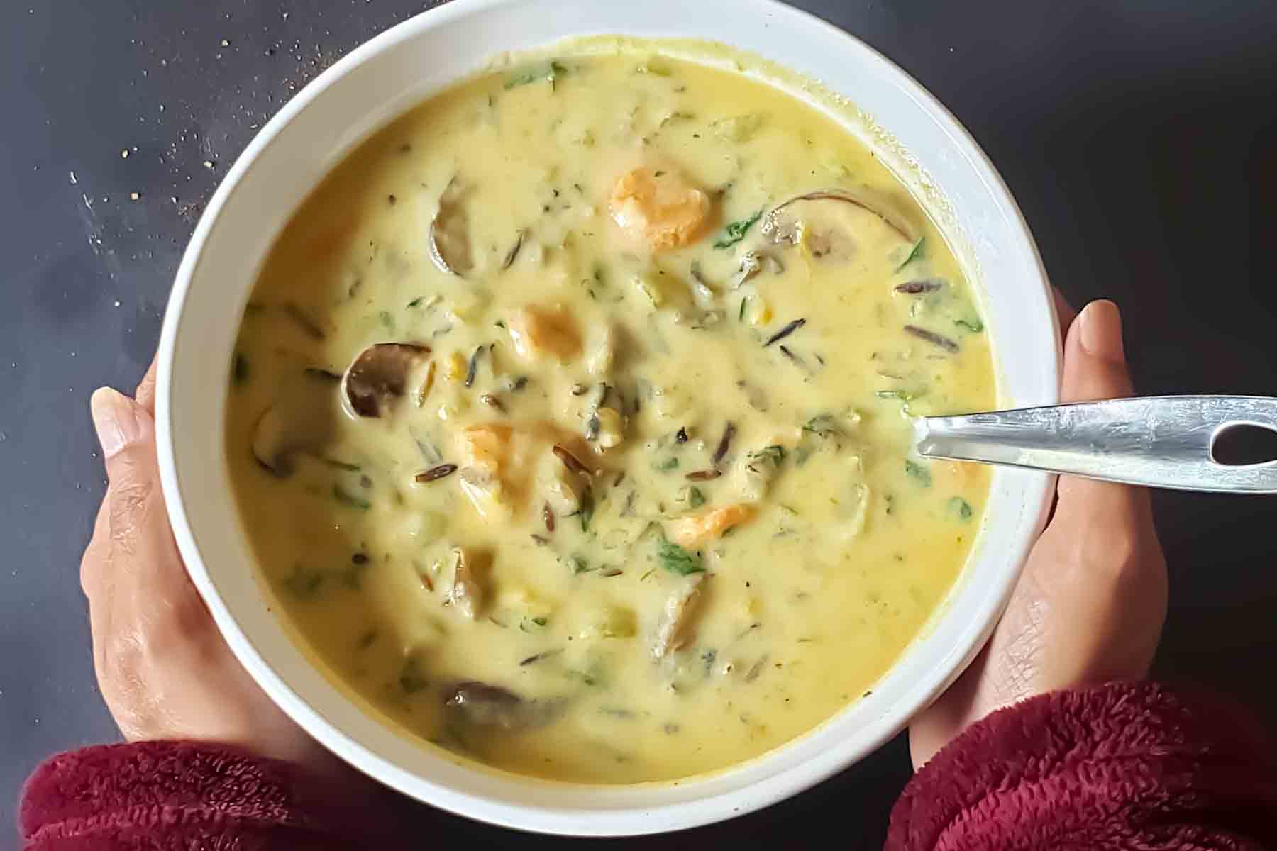 Easy wild rice soup recipe with hearty vegetables