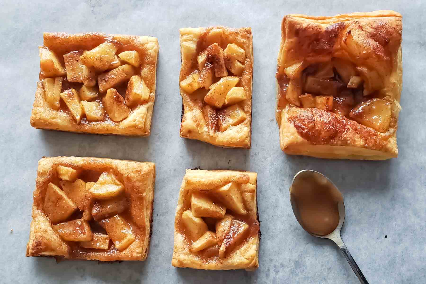 Easy apple pie dessert made with puff pastry and cinnamon apples.