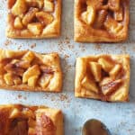 Apple Pie puff pastry made in air fryer and served with garnishes.