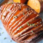 Crispy, tender and full of flavor Hasselback Sweet Potato made in the air fryer.