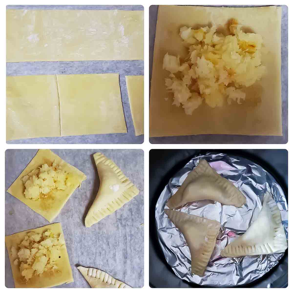 Sweet Coconut Pastry in Airfryer recipe making collage.