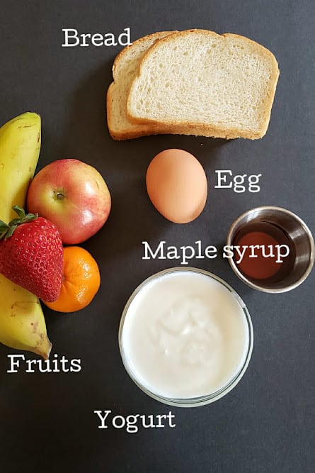 Ingredients used in making this easy breakfast toast recipe.