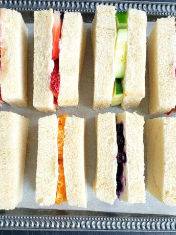 An assortment of afternoon tea sandwiches.