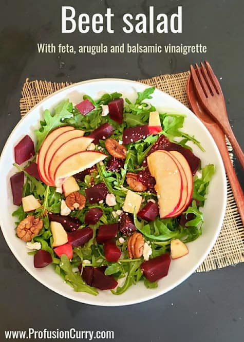 Pinterest image with text overlay for best beet salad.
